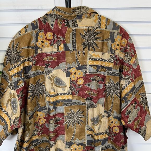 Vtg Tori Richard XL Honolulu Hawaiian Camp Shirt Turtle Fish Button Up‎ Tropical - Picture 7 of 10